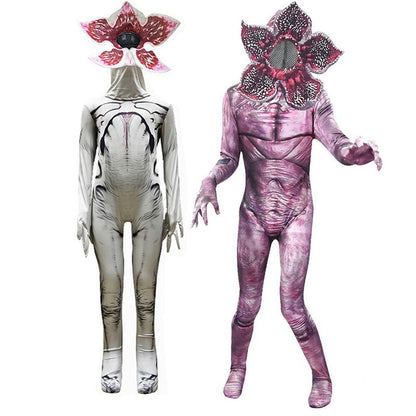 Zawaland Demogorgon Costume with Mask Adult Boy Girl Carnival Jumpsuit 3D Print Zombie Party Outfit Stage Disguise Dress Up