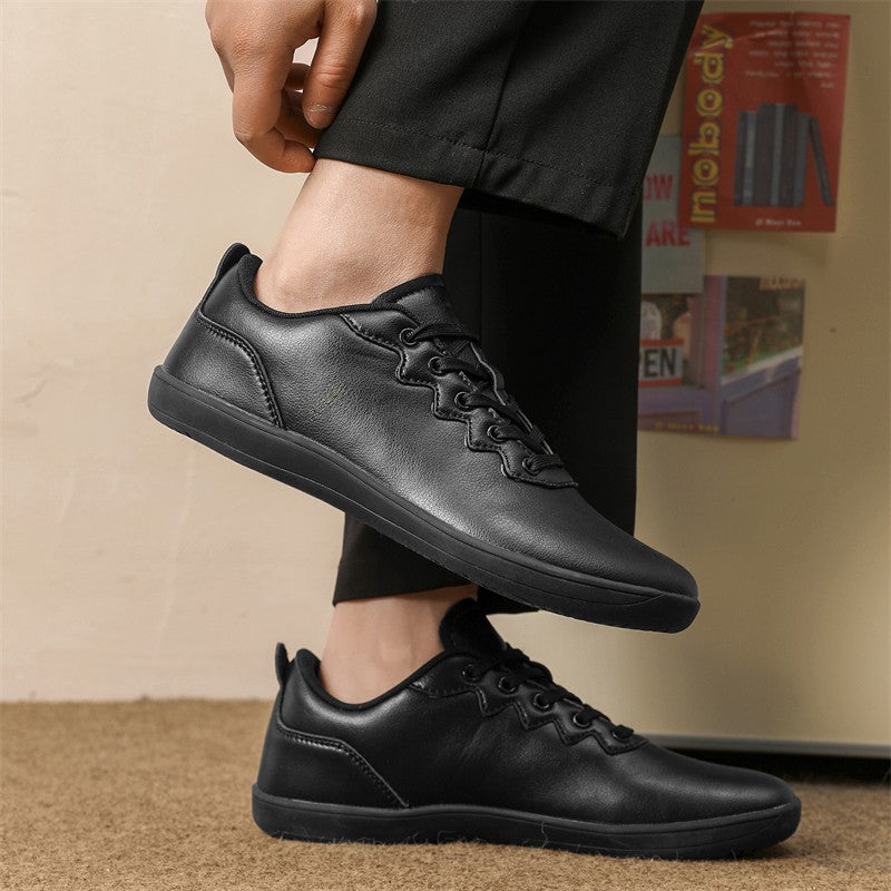 Oiaano Unissex Largos na Ponta Masculino de Couro Preto Feminino Descalço Tênis Lazer Plataforma Zero Drop Leve Respirável para Trabalho
