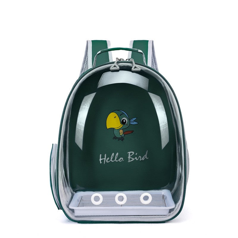 Mochila para Transporte de Pássaros com Poleiro de Corda e Bandeja para Papagaio Periquito Arara Calopsita Gaiola Acrílica para Animais de Estimação Bolsa para Pássaros