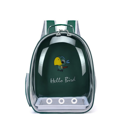 Mochila para Transporte de Pássaros com Poleiro de Corda e Bandeja para Papagaio Periquito Arara Calopsita Gaiola Acrílica para Animais de Estimação Bolsa para Pássaros
