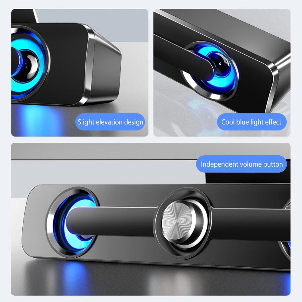 Salange PC Sound Bar Bluetooth USB Wired Speakers Bar Stereo Speaker for Projector PC Laptop Phone Computer 3.5mm Aux Speaker