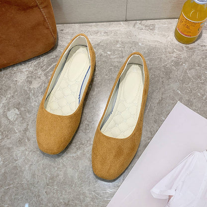 Woman Flats Casual Round Toe Cute Flats Flock Mocasines Ballerina Church Flats Female Suede Elegant Soft Sole Mom Shoes