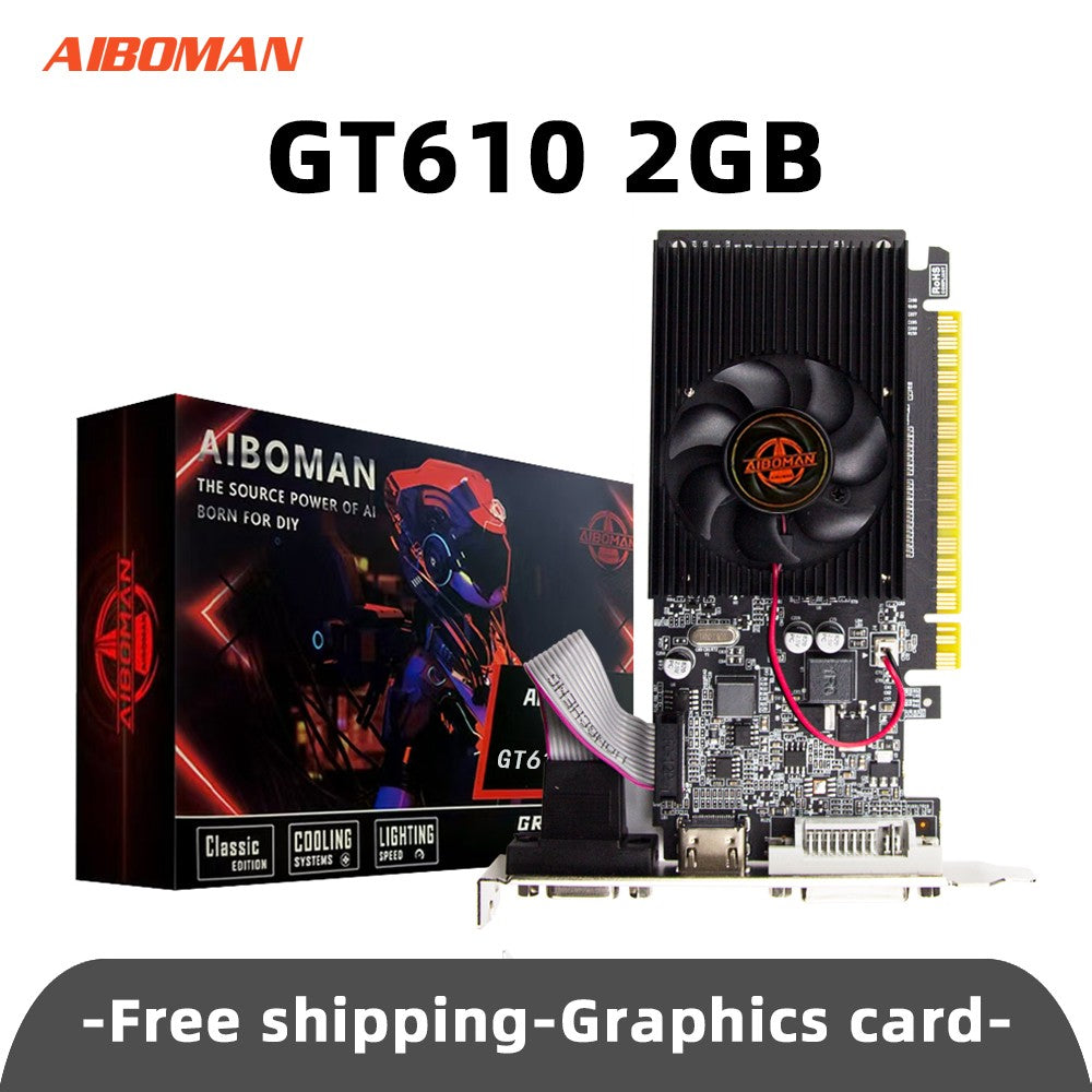 Placa de Vídeo AIBOMAN GT610 1G/2G DDR3 NVIDIA GeForce PCIE X16 2.0 HD DVI VGA 1800MHz 64Bit GPU Placas de Vídeo para Computador