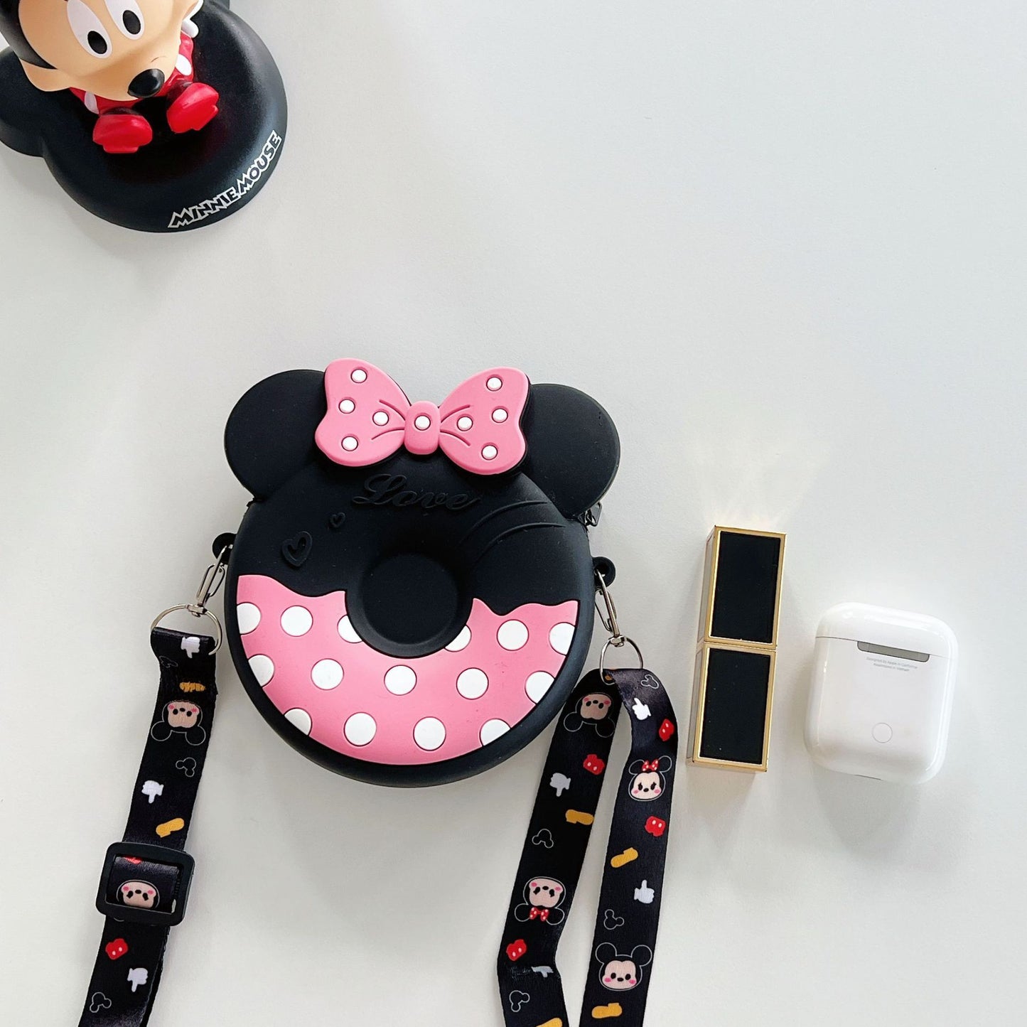 Disney Shoulder Bag Mickey Mouse Cartoon Anime Minnie Mickey Silicone Pocket Pack Crossbody Coin Bag Children's Backpack Gifts