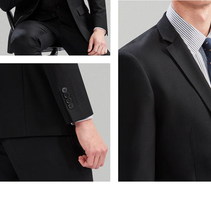 Suit Men (Blazer+Pants) Fashion Business Casual Slim-fit Formal Dress Banquet Work English Style Evening Dress Solid Color Suit