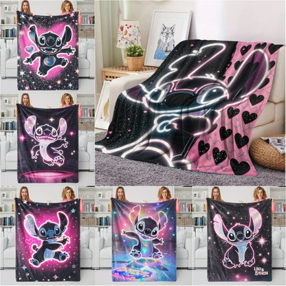 Disney Dream Stitch Print Blanket Multifunctional Flannel Blanket Birthday Gift for Home Outdoor Travel Camping Nap Cover