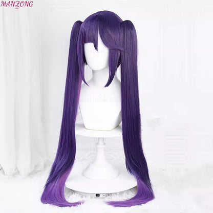Peruca Cosplay Mona Peruca Roxa Longa 80cm Camadas Perucas Cosplay Anime Perucas Sintéticas Resistentes ao Calor