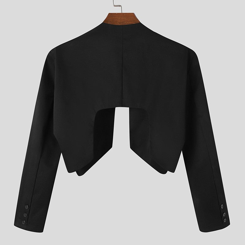 INCERUN Men Blazer Solid Color Open Stitch Long Sleeve Irregular Thin Suits Men 2024 Streetwear Fashion Casual Crop Coats S-5XL