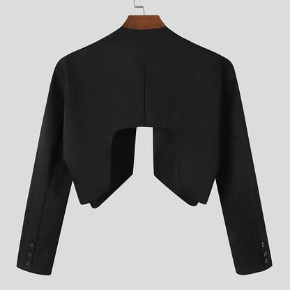 INCERUN Men Blazer Solid Color Open Stitch Long Sleeve Irregular Thin Suits Men 2024 Streetwear Fashion Casual Crop Coats S-5XL