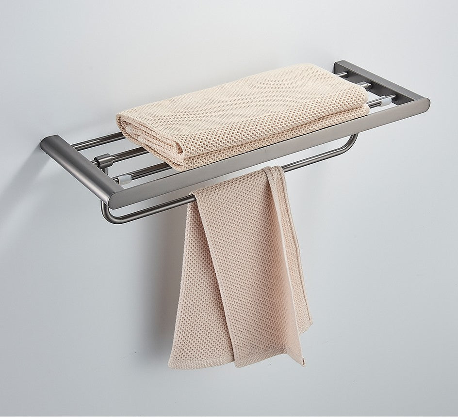 VGX Gold Bathroom Towel Holder Stainless Steel Towel Rack Folding Movable Bath Towel Bar Bathroom Hardware Accessories Grey