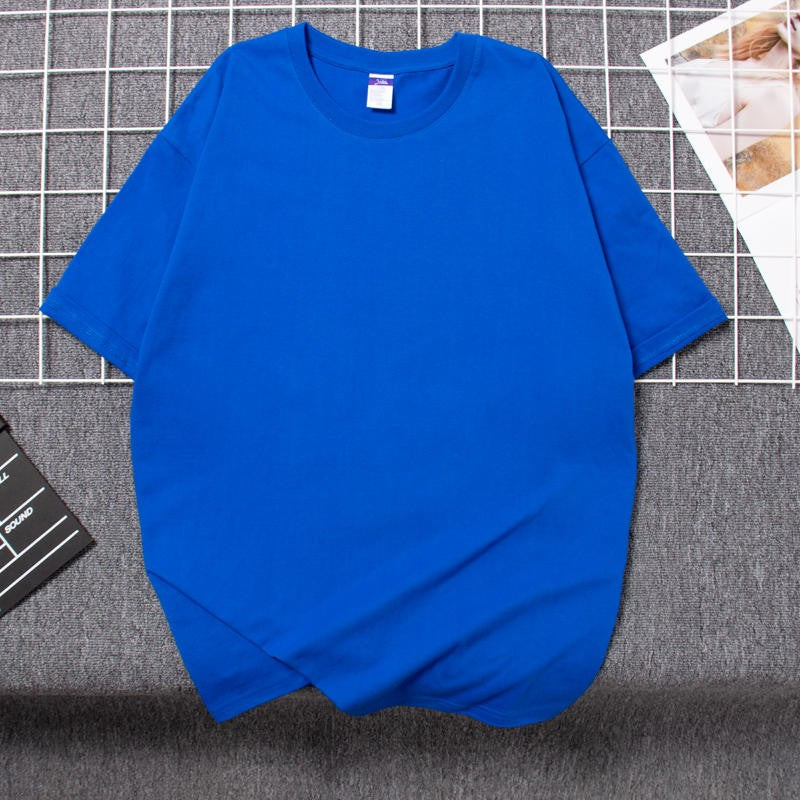 Cotton heavy-duty men's and women's T-shirts, summer breathable short sleeves, customized printing, logo embroidery