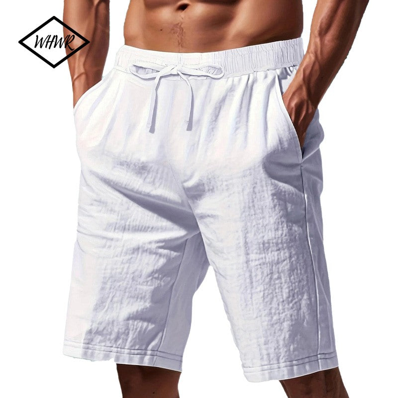 Summer New Men's Breathable Whiter Shorts Hawaii Beach Pants Male Solid Color Trousers Loose Versatile Streetwear 3XL For Men