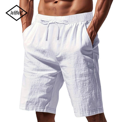 Summer New Men's Breathable Whiter Shorts Hawaii Beach Pants Male Solid Color Trousers Loose Versatile Streetwear 3XL For Men