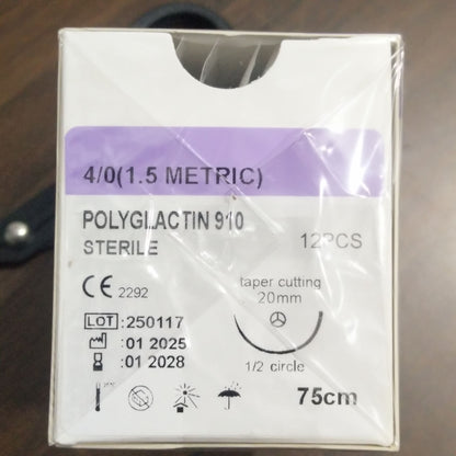 Fio de sutura absorvível para animais de estimação, fio de sutura cirúrgica com agulha, fio de sutura veterinário específico 2-0, fio de sutura PGA 910 para cães e gatos