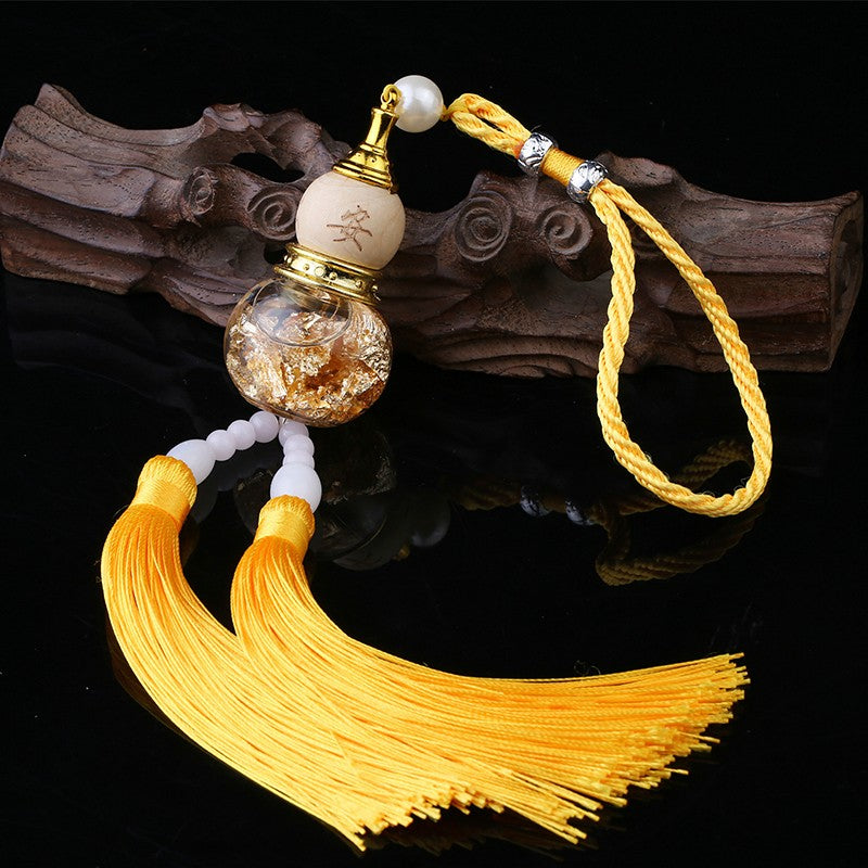 Car Glass Bottle Gourd Pendant Gold Foil Bottom Double Spike Gourd Pendant Car Interior Accessories Car Pendant Pendant