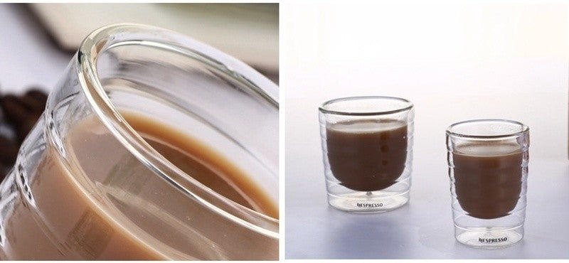 Xícara de Espresso Copo Térmico de Vidro para Chá Leite Bebidas Caneca de Vidro Sopro Artesanal com Parede Dupla Canecas para Whey Protein e Nespresso