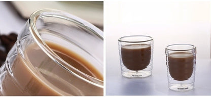Xícara de Espresso Copo Térmico de Vidro para Chá Leite Bebidas Caneca de Vidro Sopro Artesanal com Parede Dupla Canecas para Whey Protein e Nespresso