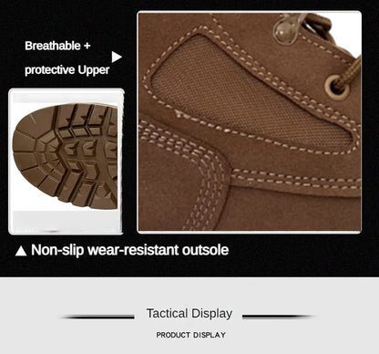 Novas Botas Táticas de Combate Masculinas de Couro para Homens, Botas Masculinas Respiráveis de Cano Curto para Caminhada ao Ar Livre e Deserto