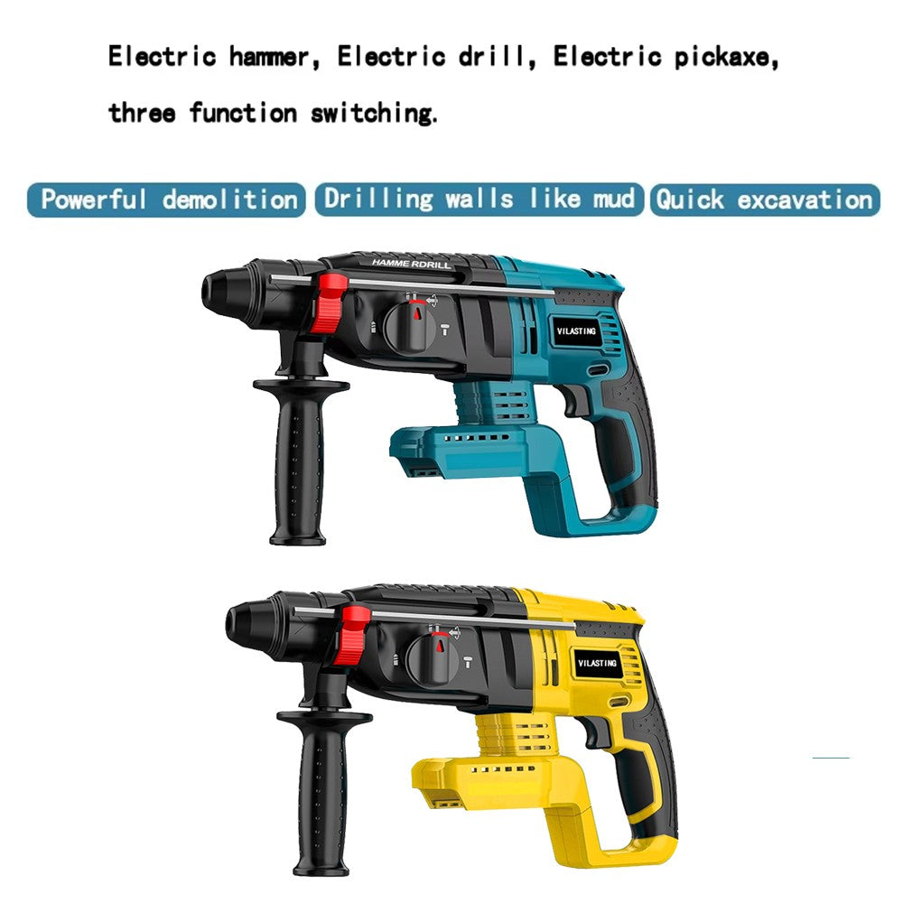 Furadeira de Impacto Elétrica sem Escovas VILASTING 26MM Ferramentas Elétricas Rotativas Multifuncionais sem Fio para Bateria Makita/Dewalt 18V Pino