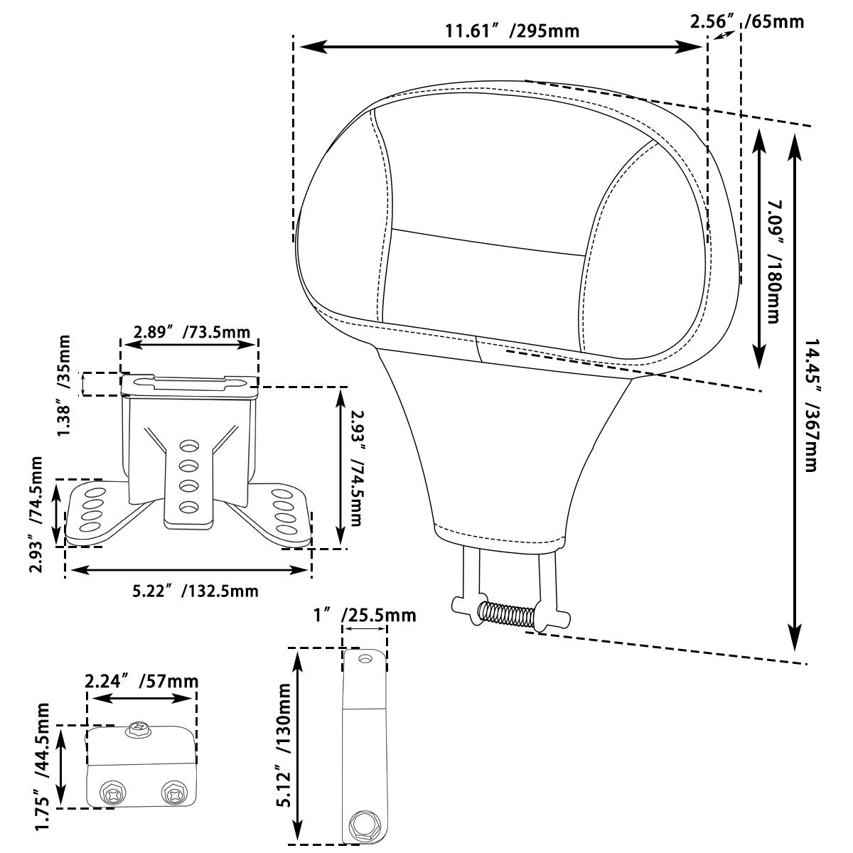 Almofada Encosto de Piloto Ajustável para Motocicleta com Suporte de Montagem para Harley Touring CVO Road King Electra Street Glide FLTRX 09-24