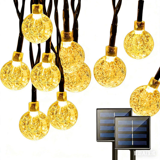 Outdoor Christmas LED String Lights - Waterproof Solar-Powered Decor - Perfect for Garden, Courtyard, Wedding & Terrace