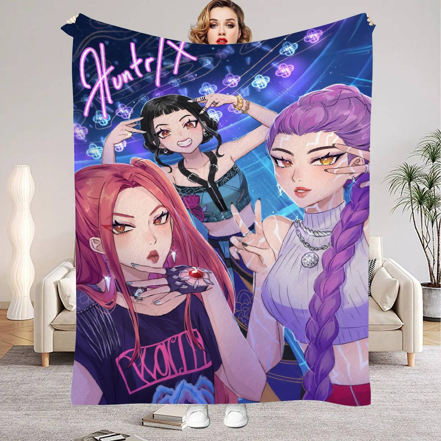 kpop Demon Hunters Huntrix Blankets Quality Soft Warm Throw Blanket Winter Kids Couch Bed Fluffy Bedspread