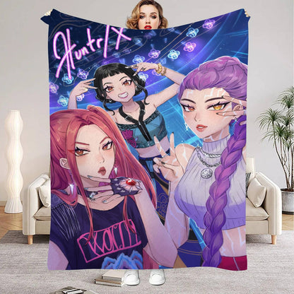 kpop Demon Hunters Huntrix Blankets Quality Soft Warm Throw Blanket Winter Kids Couch Bed Fluffy Bedspread