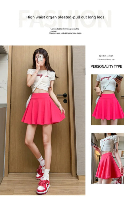 Bubble Short Skirt Women Half Skirt Anti Exposure High Waist Sun Underwear Hundred Pleats