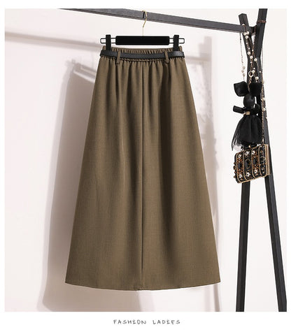 Women's Solid Simplicity Casual Chic Skirt Plus Size Suit Skirts Autumn Winter Fashion New A-line Temperament Large Size Skirt