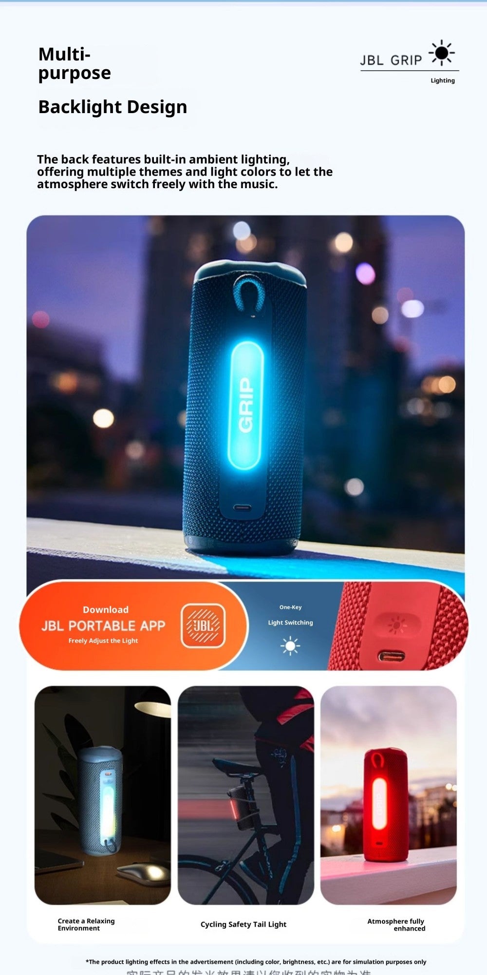 JBL GRIP Neon Can Caixa de Som Bluetooth Sem Fio Portátil Impermeável para Exterior Casa Mesa Ciclismo Caminhada Corrida Alto-Falante de Graves