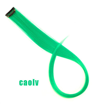 Todas as extensões de cabelo liso longo colorido peça de cabelo com clipe mecha de cabelo arco-íris rosa sintético em clipes