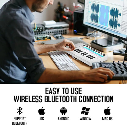 M-VAVE SMK-25 II Teclado Controlador MIDI Pad USB Mini 25 Teclas, 16 Pads de Bateria RGB, 8 Knobs e Produção Musical, Software Incluído