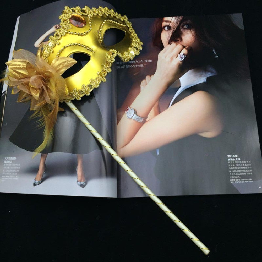 Venetian Party Handheld Masquerade Masks Stick Side Flower Festival Costume Party Half Face Mask Carnival Party