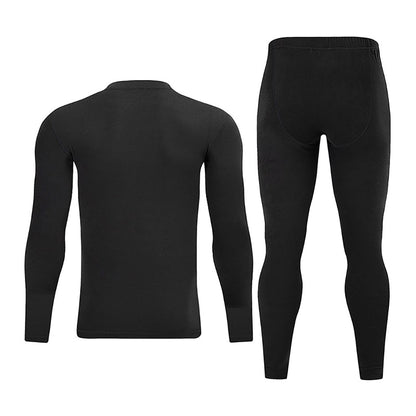 2-piece Autumn/Winter Men's Classic Fashion Basic Warm Underwear Set Loose Large Half High Collar Top T-shirt Elastic Waist Pant