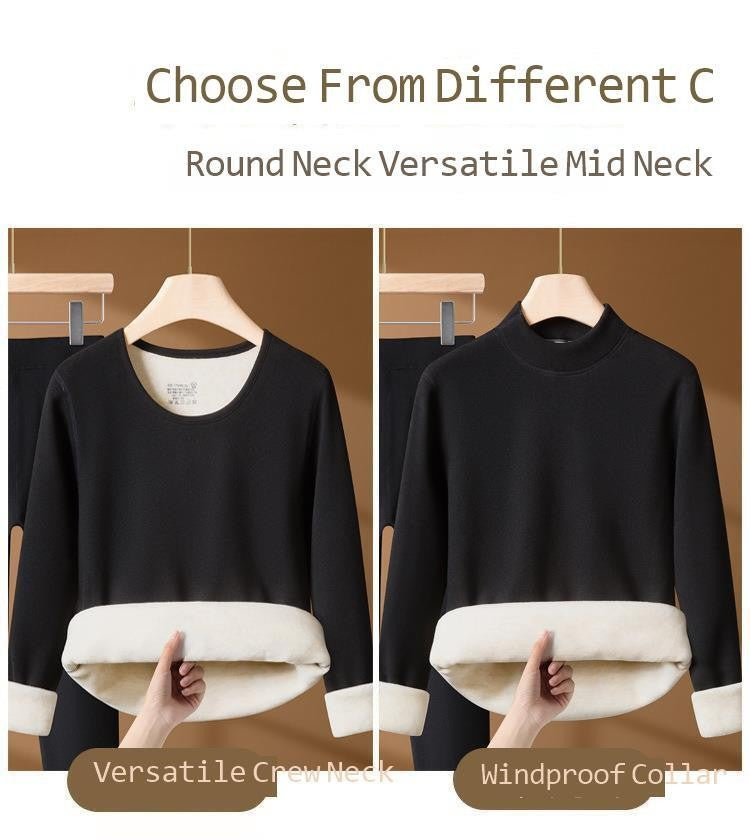 Winter Thermal Underwear Set For Men And Women Thick Velvet Lining Suitable For Wearing Cold Warm Underwear's Top And Bottoms