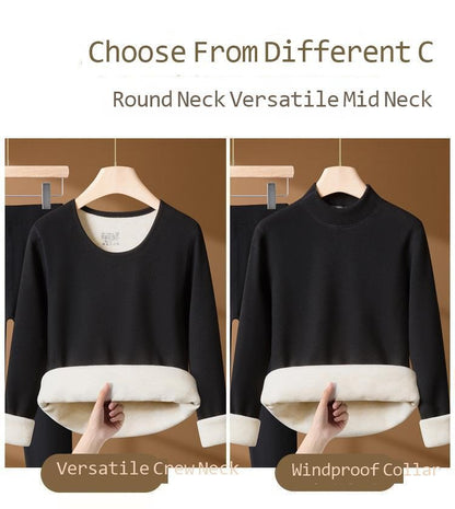 Winter Thermal Underwear Set For Men And Women Thick Velvet Lining Suitable For Wearing Cold Warm Underwear's Top And Bottoms
