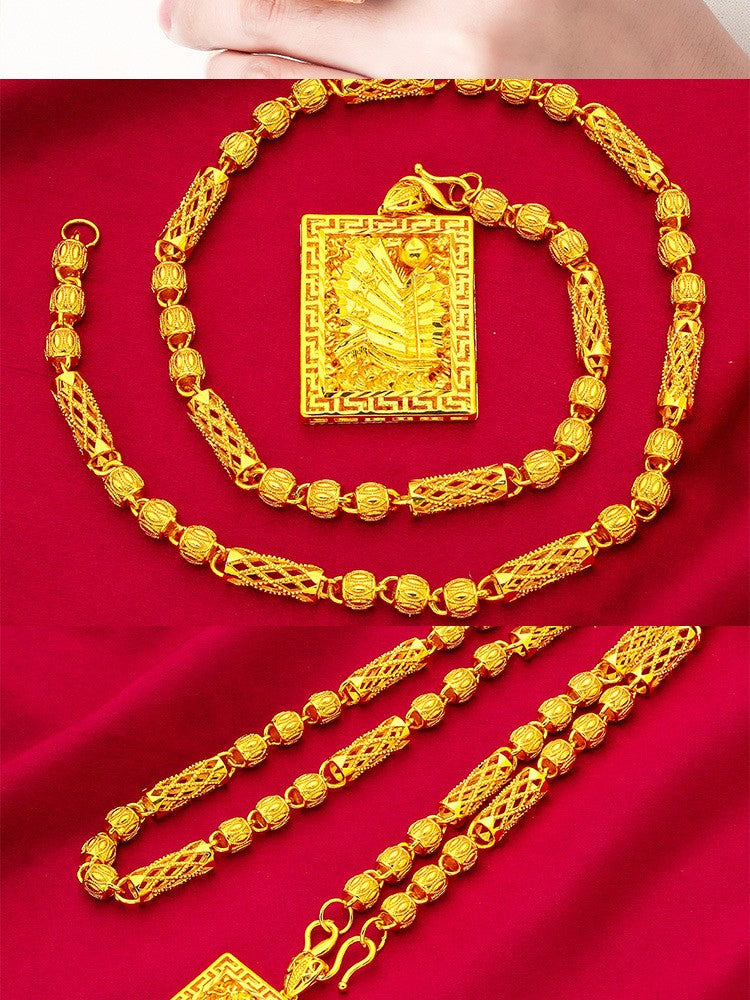 Men Smooth Sailing Necklace 24K Gold AU999 - Smooth sailboat edges, fine links, comfortable skin-friendly wear