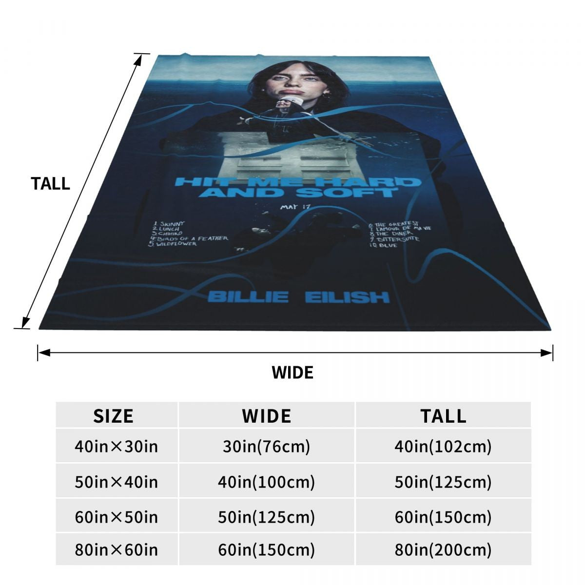 Manta de Lã Hit Me Hard And Soft Merch Billie Macia e Aconchegante para Carro e Quilt