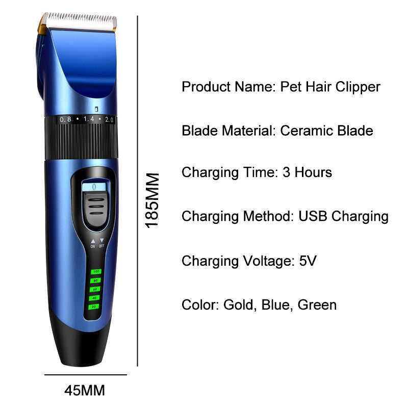 Máquina Profissional de Cortar Pelo de Pets Recarregável para Cães e Gatos, com Display de Bateria, Aparador de Pelos, Baixo Ruído