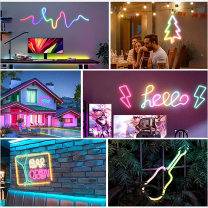 DC5V WS2812B WS28111 Round Reticulate Pattern Neon LED Strip 360 Degree Smart RGB Flexible Silicon Light Tape IP67 And 28Key Kit