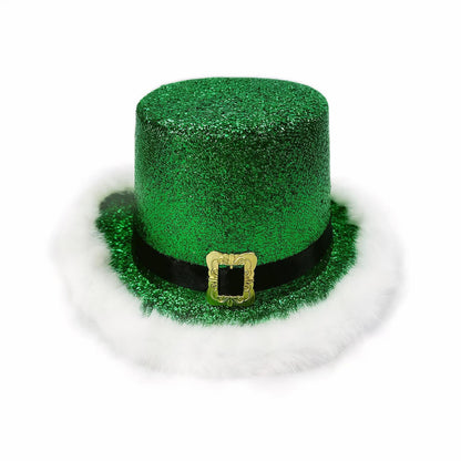 Comfortable Festive Cosplay Caps New Year Christmas Top Hat Red Green Top Hat With White Brim For Men Women Performance Cosplay