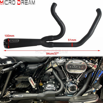 2 into 1 Motorcycle Engine System Pipe Slip on Exhaust Mufflers For Harley Street Glide ST FLHXST EFI FLHX Special FLHXS 2017-25
