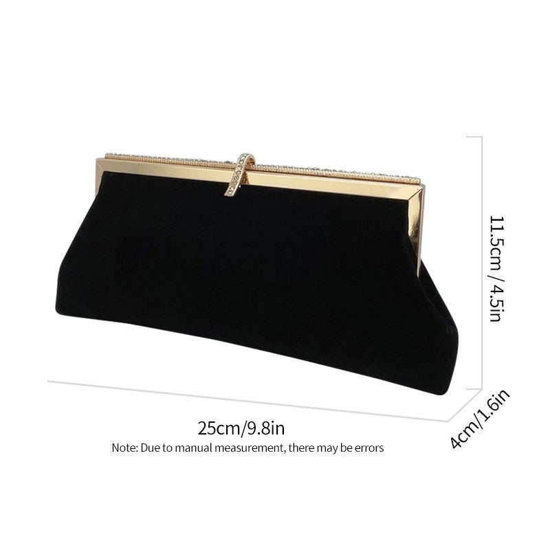 Autumn Winter Luxury Silk Velvet Clutch with Rhinestone Decoration for Formal Events Evening Party Women's Bag