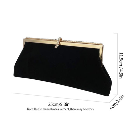 Autumn Winter Luxury Silk Velvet Clutch with Rhinestone Decoration for Formal Events Evening Party Women's Bag