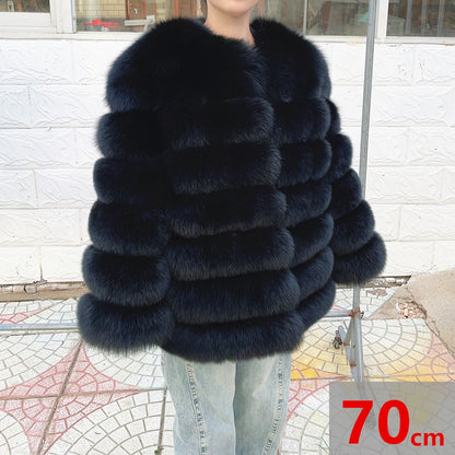 QUEENTINA Fox Fur 70cm Coat Real Winter Women'S New Fashion Furry 2025 Leather And Skin White Natural New In Coats & Jackets