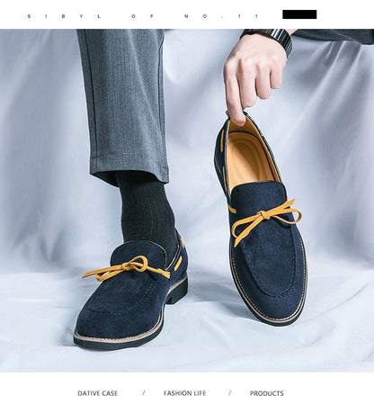 New pointed British men's business dress set with leather shoes and oversized men's shoes, fashionable and versatile