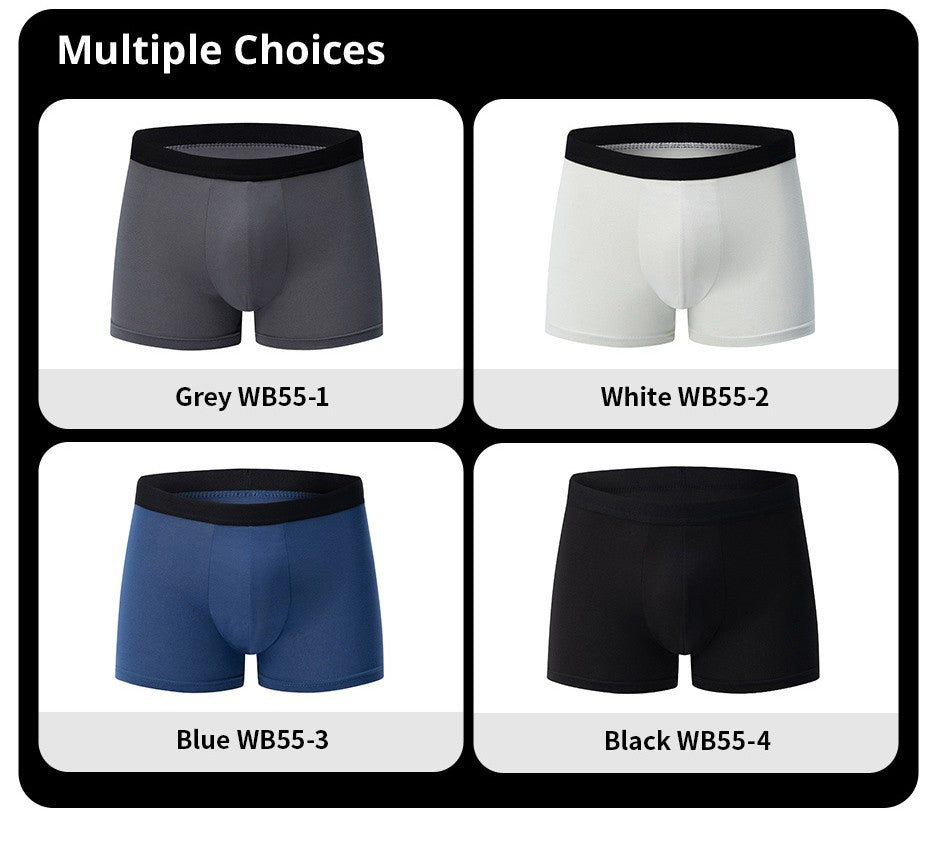 4 pieces European and American MEN'S Solid Color Boxer Underwear Comfortable Swimming Trunks Oversized Juvenile Boxer Underwear