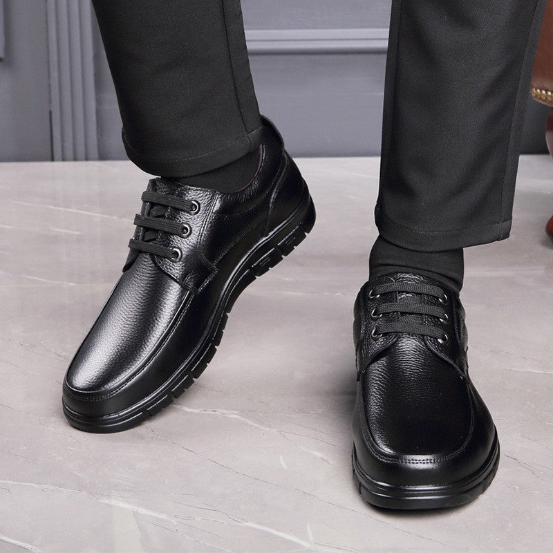 Sapatos Masculinos de Couro Feitos à Mão, Sapatos Sociais Casuais e de Negócios Minimalistas, Modernos, com Cadarço, para Pais de Meia-Idade