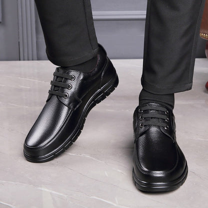Sapatos Masculinos de Couro Feitos à Mão, Sapatos Sociais Casuais e de Negócios Minimalistas, Modernos, com Cadarço, para Pais de Meia-Idade