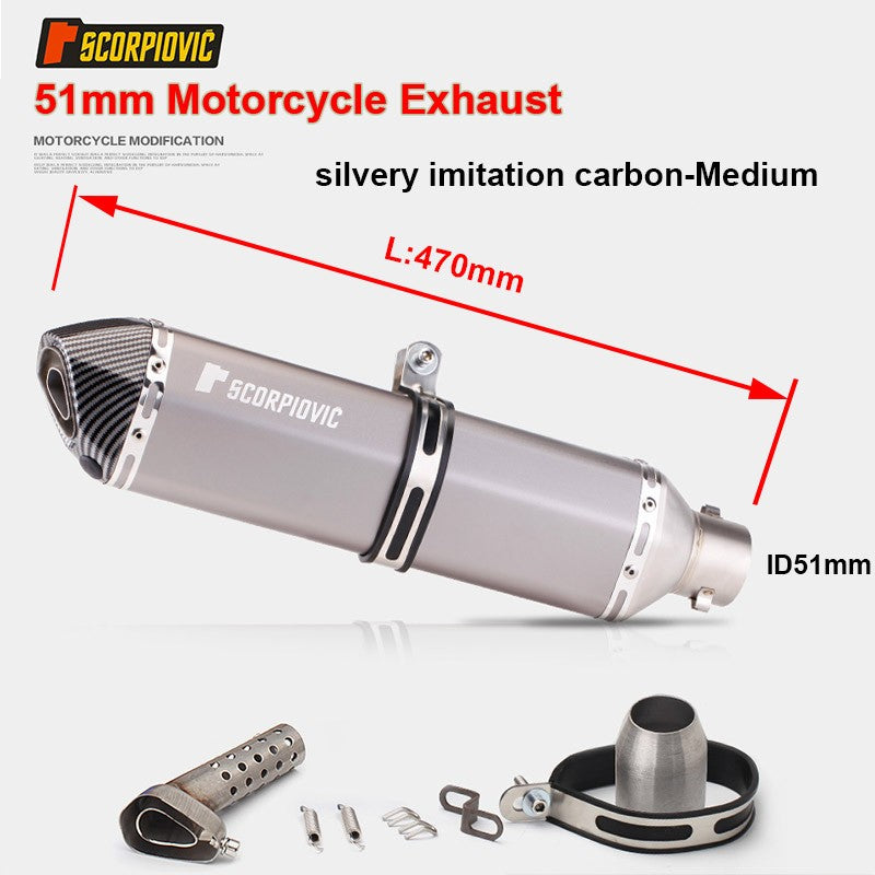 Universal Motorcycle 51mm Exhaust Pipe Carbon Fiber Muffler Exhaust Pipe db Killer Length300mm/ 370mm/ 470mm Multicolour Exhaust